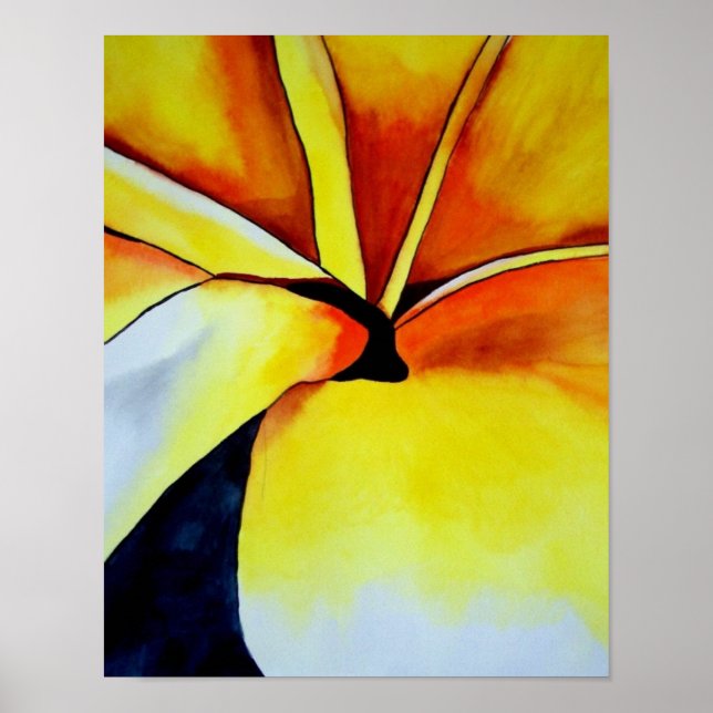 Poster Arte original da flor Amarelo Tropical (Frente)