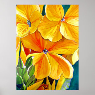 Pôster Arte original da flor do watercolour dos