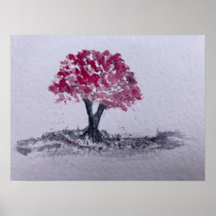 Poster Arte original de Cherry Blossom Tree Watercolor