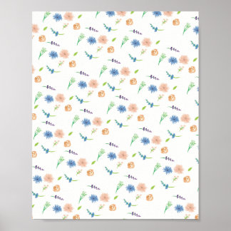 Poster Arte Original de Flores Silvestres em Aquarela