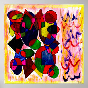 Poster Arte original de pintura de cores mistas abstrato