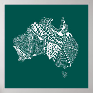 Poster Arte original do mapa da Austrália - Escolha sua 