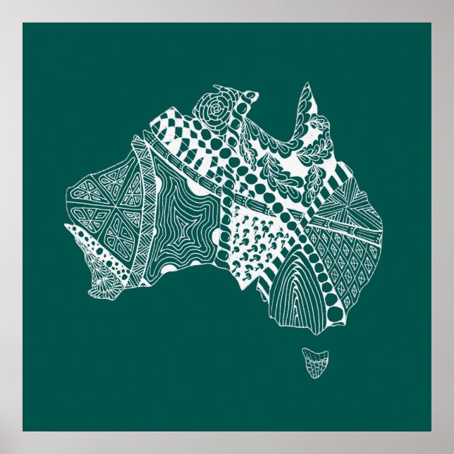 Poster Arte original do mapa da Austrália - Escolha sua c (Frente)