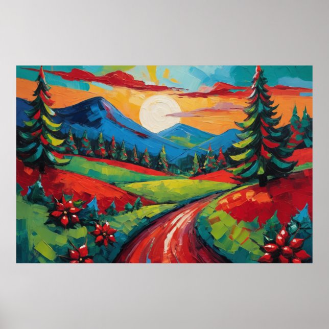 Poster Arte Paisagem Colorida no Interior (Frente)
