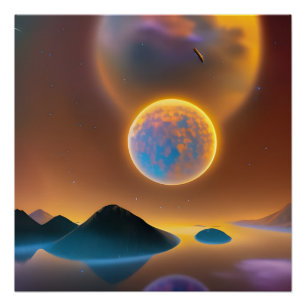 Pôster Arte paisagística da lua