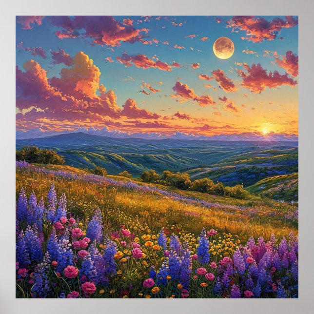 Poster 💜 Arte para Parede Campo de Lavanda Decoração de  (Frente)