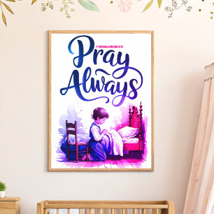 Poster Arte para parede de berçário cristão 'Ore Sempre'