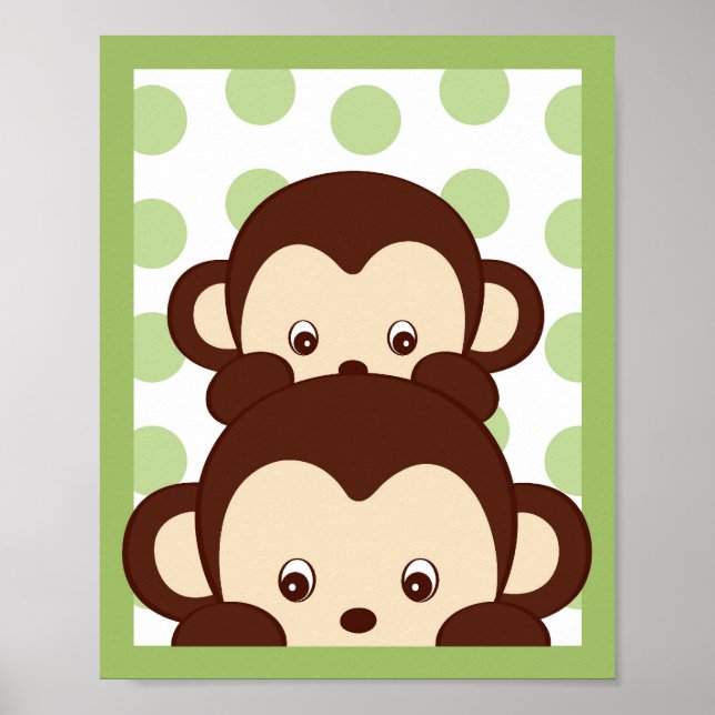 Pôster Arte para parede de berçário Mod Pod Pop Monkey (Frente)