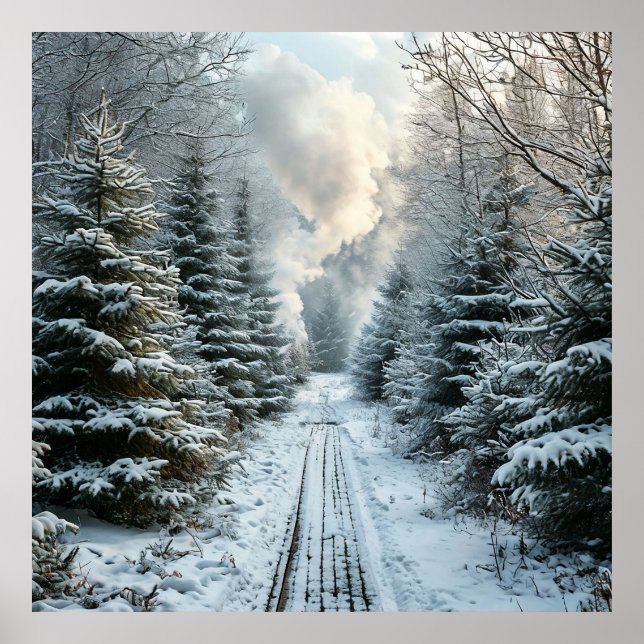 Poster ❄️ Arte para Parede de Floresta Invernal Nevada De (Frente)