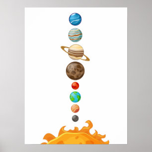 Poster Arte para Parede de Quarto Infantil do Sistema Sol