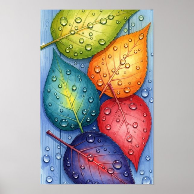 Poster Arte para parede. Folhas coloridas (Frente)