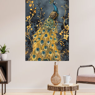 Poster arte para parede temática de pavão variando desde