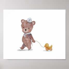 Poster Arte para Quarto de Berçário do Urso Marinheiro