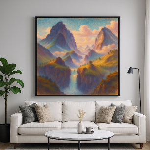 Poster Arte Pastel Twin Peaks - Paisagem em Estilo Pintor