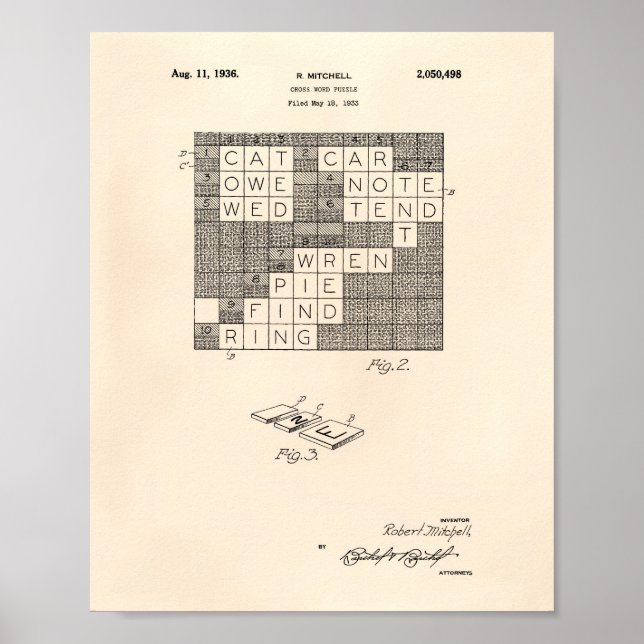 Pôster Arte Patente Quebra-cabeça de 1936 (Frente)