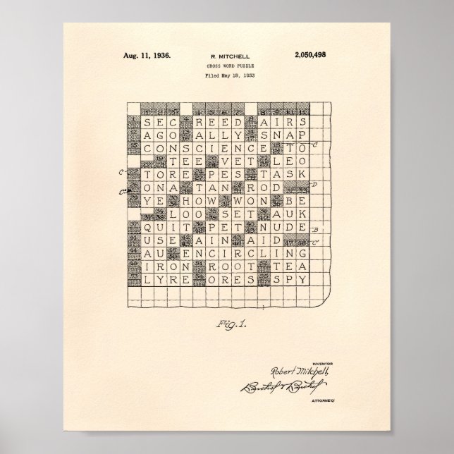 Pôster Arte Patente Quebra-cabeça de 1936 (Frente)