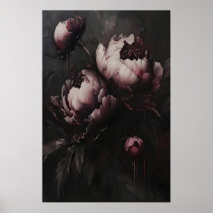 Poster Arte Peônia Escura Vida Floral Mal-humorada