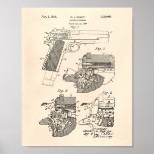 Poster Arte Peper velho da patente da arma de fogo