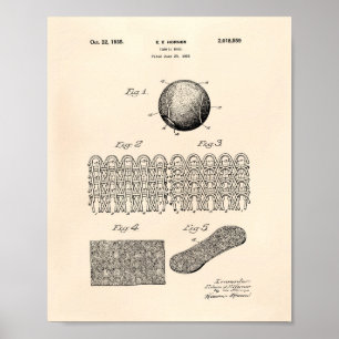 Poster Arte Peper velho da patente da bola de tênis 1935