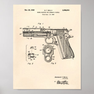 Pôster Arte Peper velho da patente das pistolas