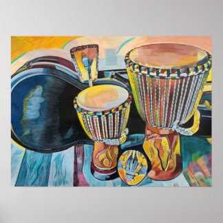 Poster Arte Personalizada Com Djembes