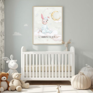 Poster Arte Personalizada de Aquarela de Coelho Sonolento