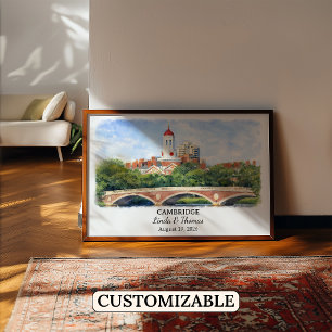 Poster Arte Personalizada de Cambridge, Cartaz de Massach
