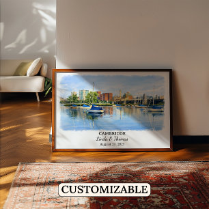 Poster Arte Personalizada de Cambridge para Parede, Carta