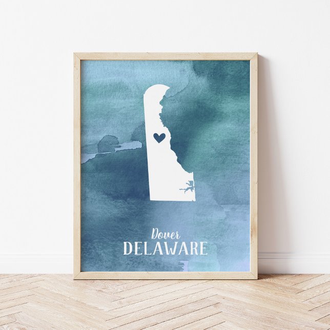 Poster Arte Personalizada de Cor de Água Azul do Mapa Del (Criador carregado)