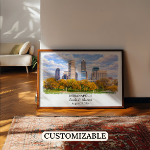 Poster Arte Personalizada de Indianapolis para Parede, Po