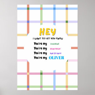Poster Arte personalizada de nome de crianças para presen