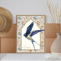 Arte Personalizada de Parede de Flor Azul Ornament