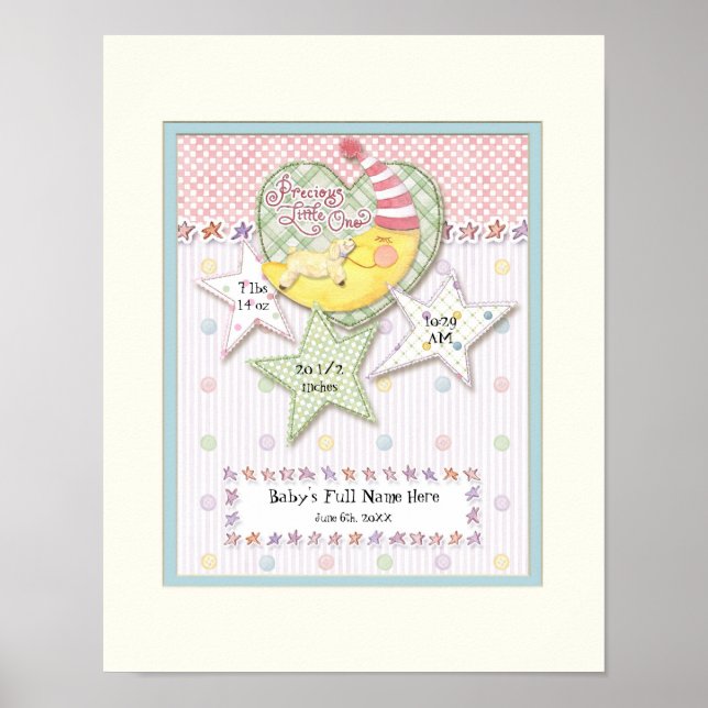 Pôster Arte personalizada de parede de nomes de bebês par (Frente)