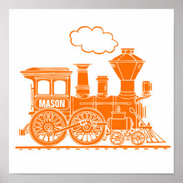 Pôster Arte personalizada de trem a vapor laranja para qu