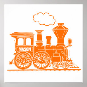 Pôster Arte personalizada de trem a vapor laranja para qu