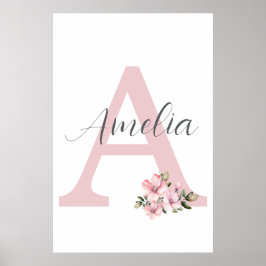 Poster Arte Personalizada do Nursery de Nome Inicial Impr