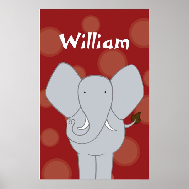 Poster Arte Personalizada para Berçário de Elefante Menin (Frente)