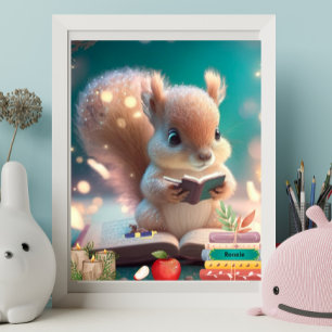 Poster Arte personalizada para berçário de Esquilo Fofo l