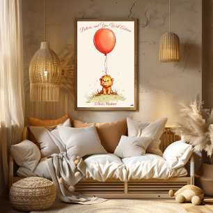 Pôster Arte Personalizada para Berçário - Filhote de Leão