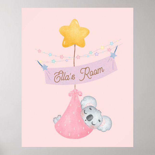Poster Arte personalizada para parede de coala dormindo f (Frente)