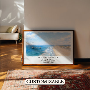 Poster Arte Personalizada para Parede de Huntington Beach