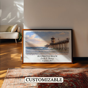 Poster Arte Personalizada para Parede de Huntington Beach