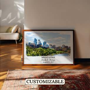 Poster Arte Personalizada para Parede de Minneapolis, Car