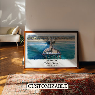 Poster Arte Personalizada para Parede de San Diego, Carta