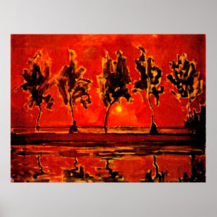 Poster Arte Piet Mondrian, Árvores pelo Geine em Moonris