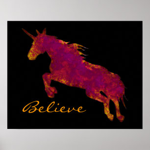 Poster Arte Pintada Unicórnio Com Texto De Acreditação