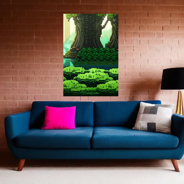 Poster Arte pixel, floresta verde legal | Arte AI (Criador carregado)