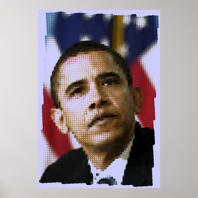 Pôster Arte pixel (pontos), Barack Obama (Frente)
