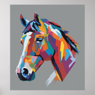 Poster Arte pop cavalo cabeça