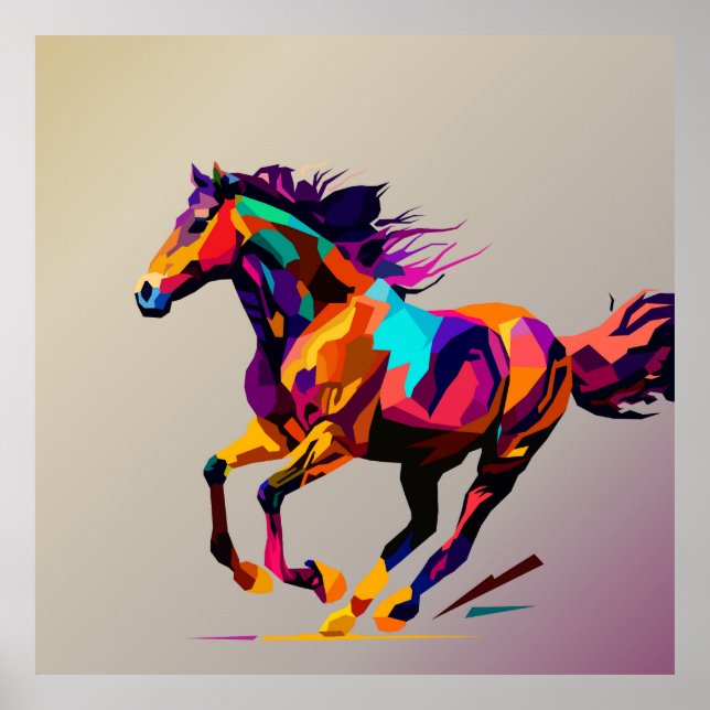 Poster Arte pop cavalo correndo (Frente)